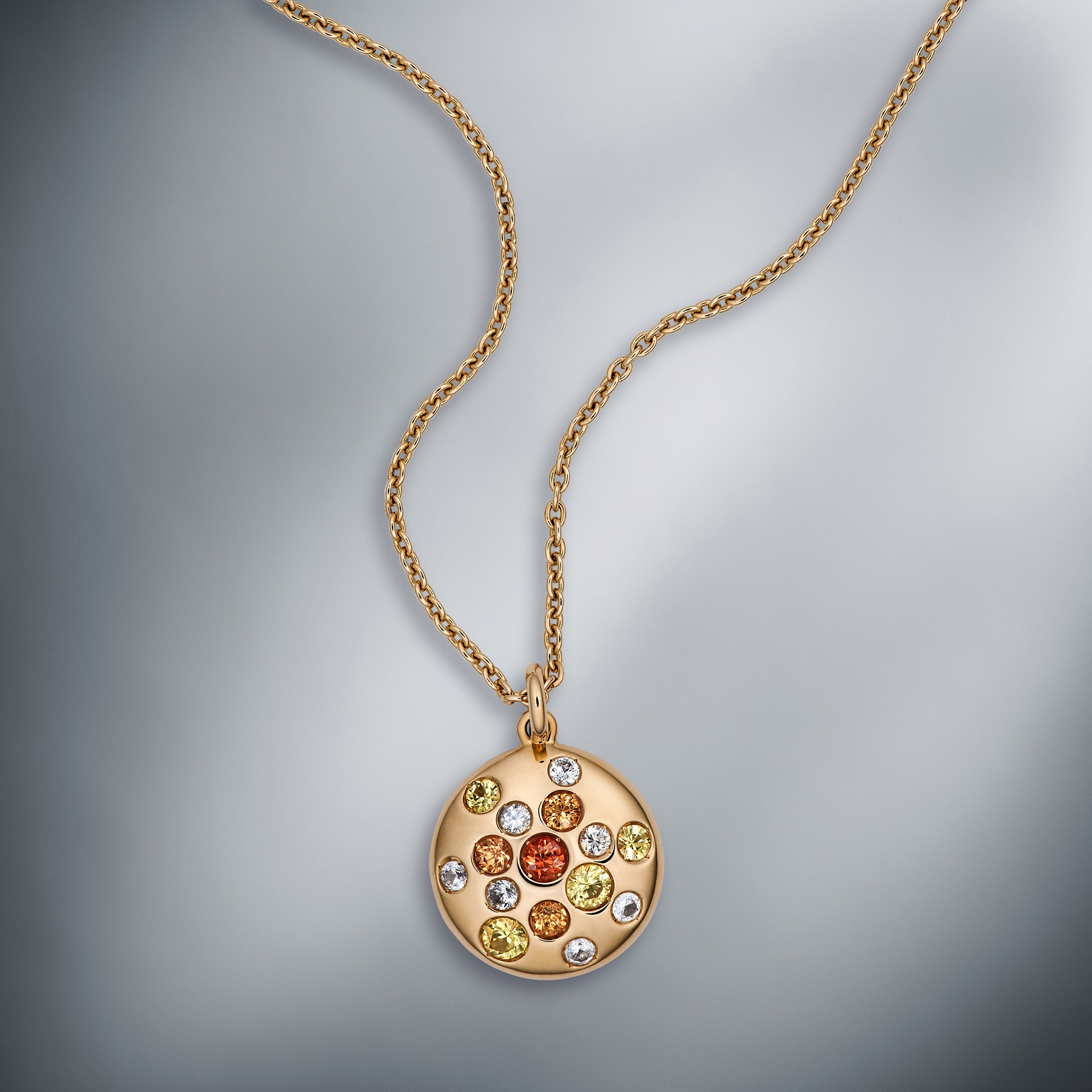 Multicolored SChainapphire Pendant With