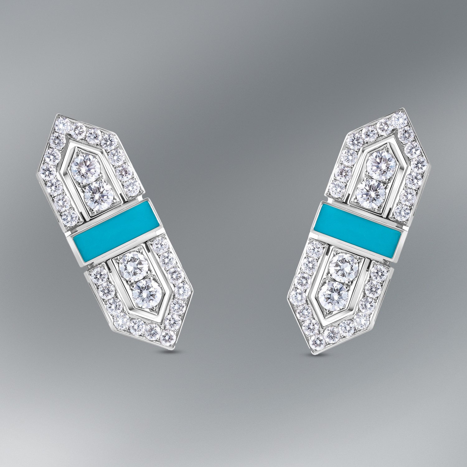 Arabesque Earrings, Turquoise Enamel