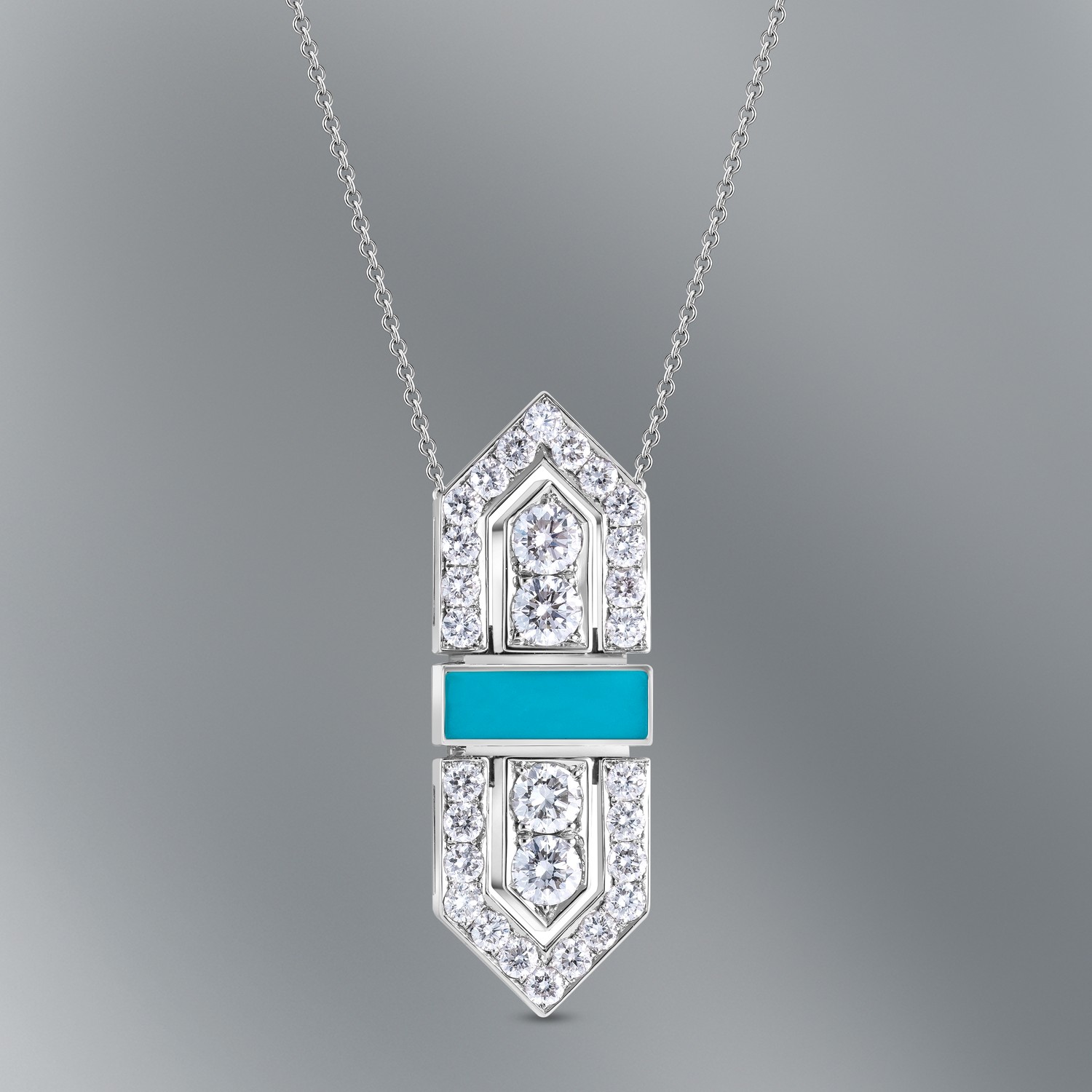 Arabesque Pendant, Turquoise Enamel