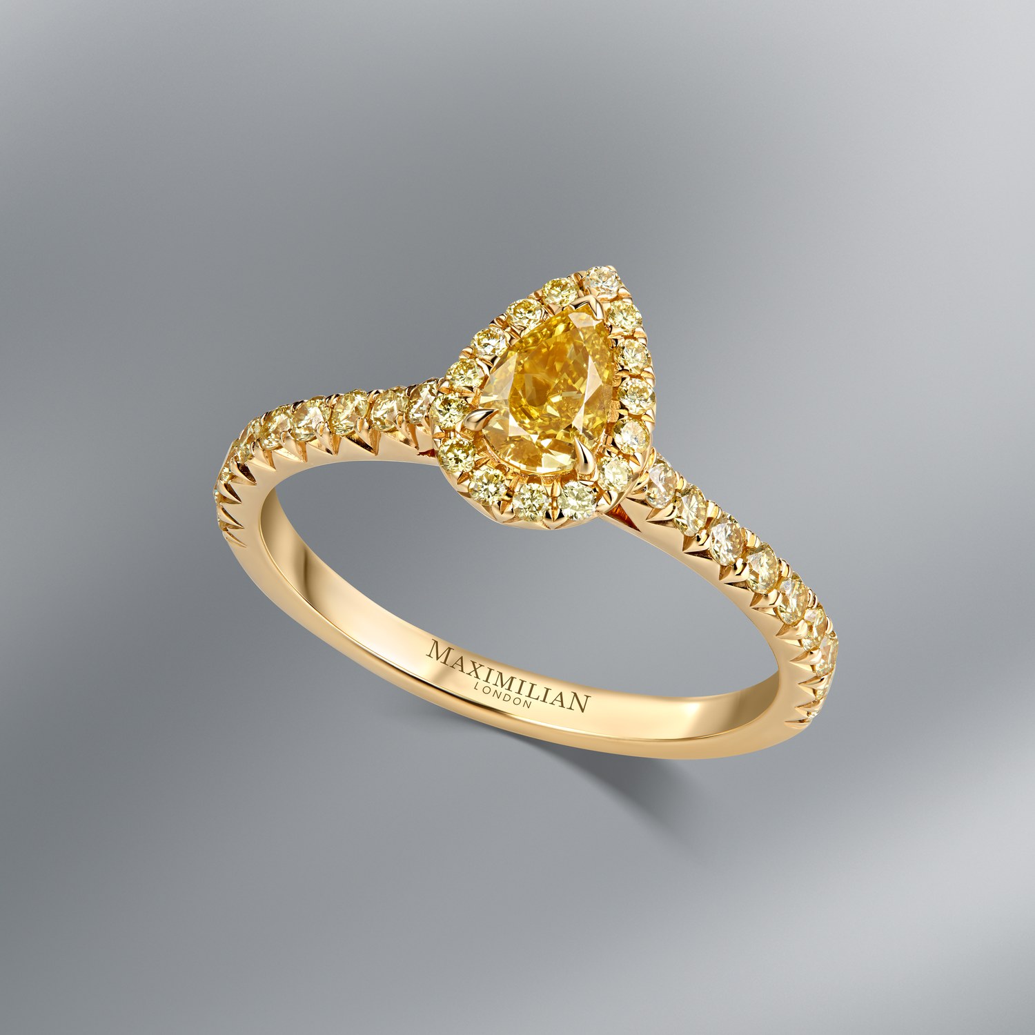 Fancy Vivid Orange-Yellow Pear Diamond Ring