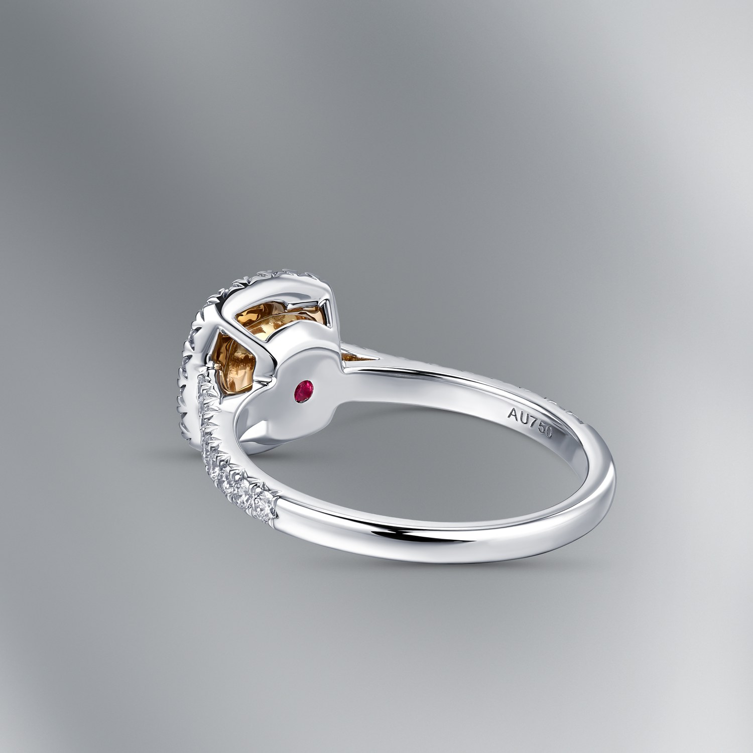 Fancy Vivid Yellow-Orange Cushion Diamond Ring